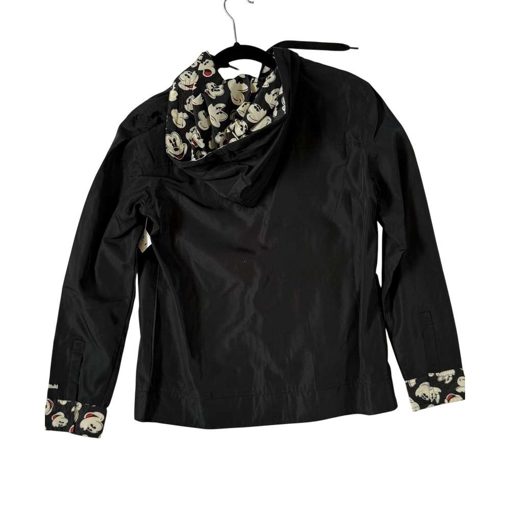 Disney Parks Mickey Mouse Windbreaker Jacket Black Hooded Zip Up Womens XS New - Picture 2 of 5